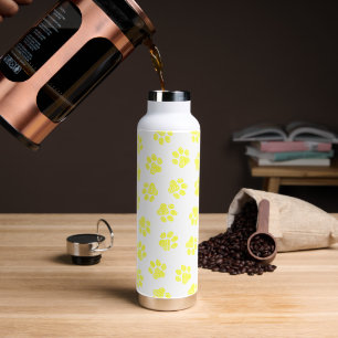 Doodle Paws, Dog Paws, Yellow Paws Water Bottle