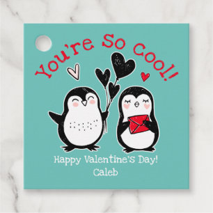 Doodle Penguin Valentine Favour Tags