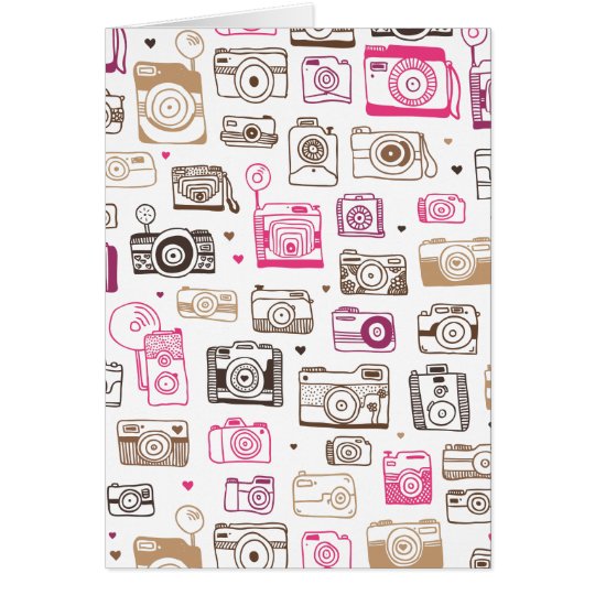 Doodle photo camera vintage card (blanco inside)