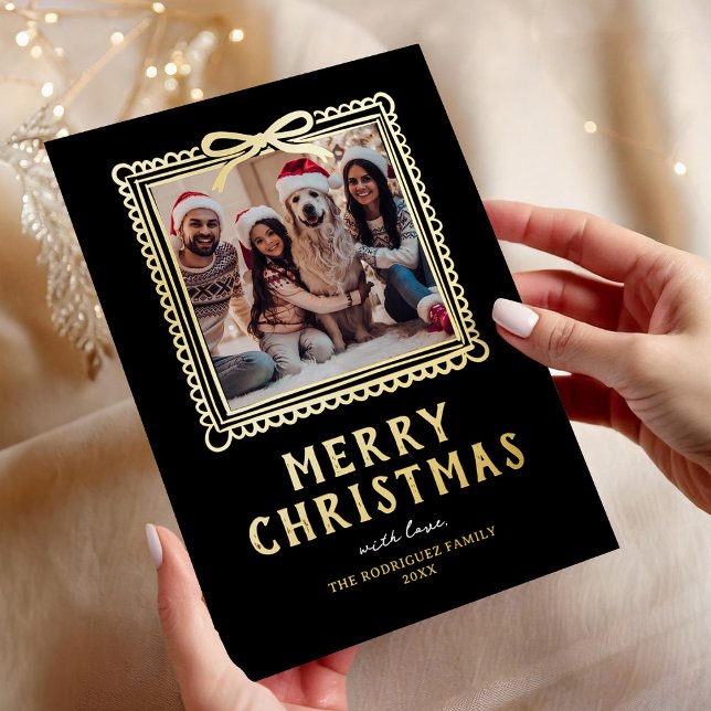 Doodle Photo Frame Christmas Foil Holiday Card (Creator Uploaded)