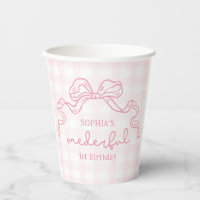 Doodle Pink Bow Baby Girl 1st Birthday
