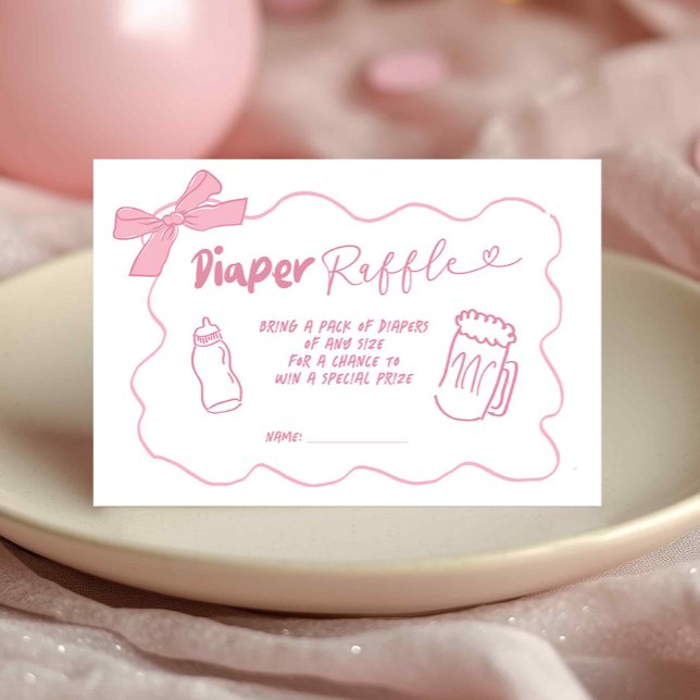 Doodle Pink Gir Baby is Brewing Diaper Raffle Card (Creator Uploaded)