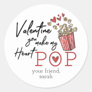 Doodle Popcorn Valentine Sticker