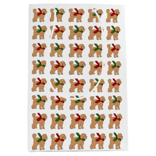 Doodle Puppy Dog Christmas Holiday Medium Gift Bag