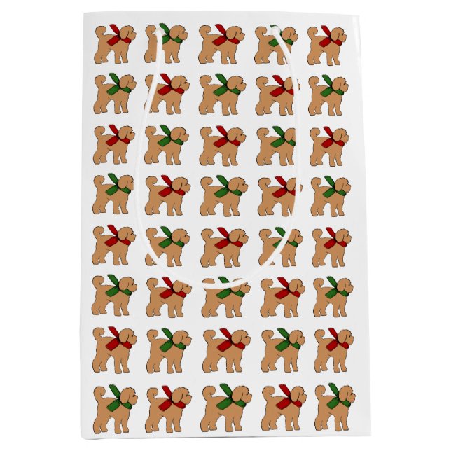 Doodle Puppy Dog Christmas Holiday Medium Gift Bag (Front)