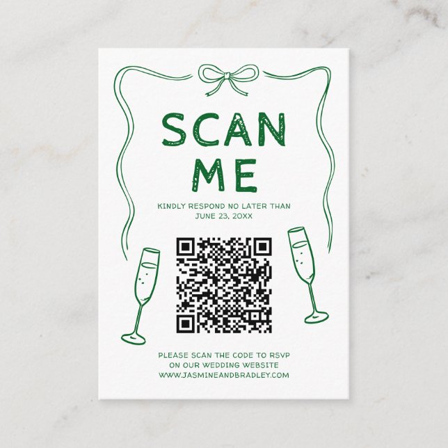 Doodle QR Code Wedding Enclosure Card (Front)