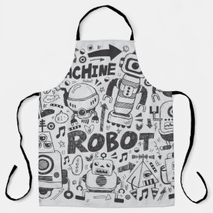 doodle robot element, illustrator line tools drawi apron