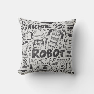 doodle robot element, illustrator line tools drawi cushion
