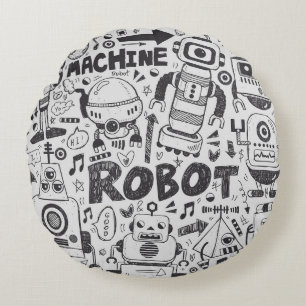 doodle robot element, illustrator line tools drawi round cushion
