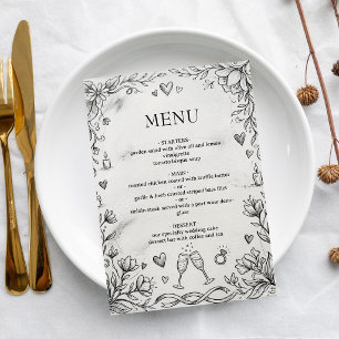 Doodle Romantic Rustic Hand Drawn Wedding Menu