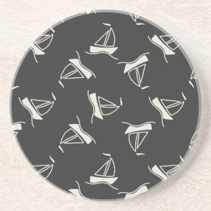 Doodle Sailboat Pattern Coaster