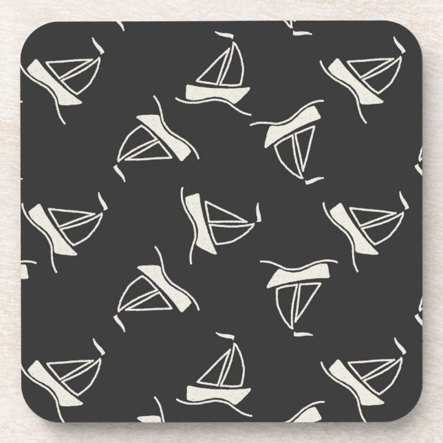 Doodle Sailboat Pattern Coaster (Front)