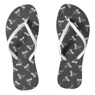 Doodle Sailboat Pattern Flip Flops