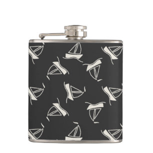 Doodle Sailboat Pattern Hip Flask
