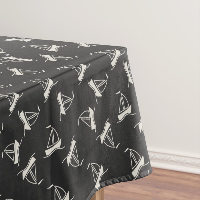 Doodle Sailboat Pattern Tablecloth (In Situ)