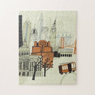 Doodle San Francisco Scene Jigsaw Puzzle