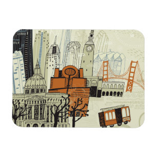 Doodle San Francisco Scene Magnet