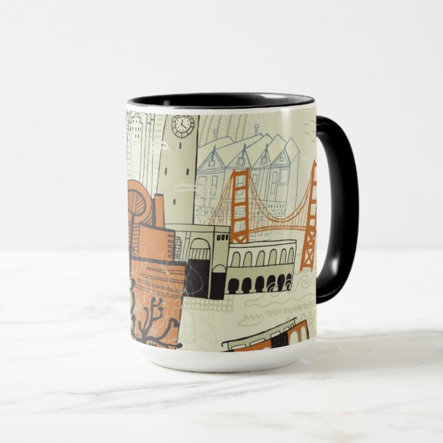 Doodle San Francisco Scene Mug (Front Right)