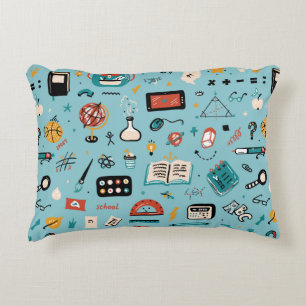 Doodle School Supplies Icons vintage Seamless Patt Decorative Cushion