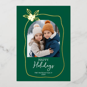 Doodle Scribble Christmas 4 Photo Hand Drawn Foil Holiday Card
