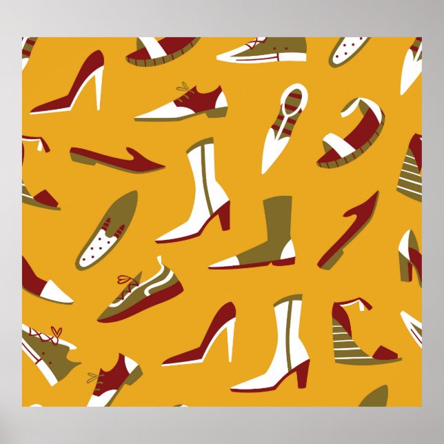 Doodle Shoes: Hand Drawn Seamless. Poster (Front)
