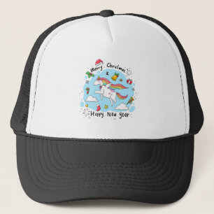 Doodle Sketch Cartoon Unicorn Horse Kids Trucker Hat