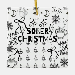 Doodle Sober christmas Ceramic Ornament