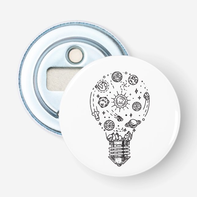 Doodle Solar System in Bulb Bottle Opener (Front)