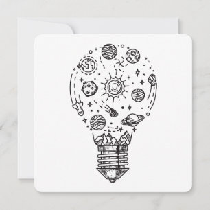 Doodle Solar System in Bulb Invitation