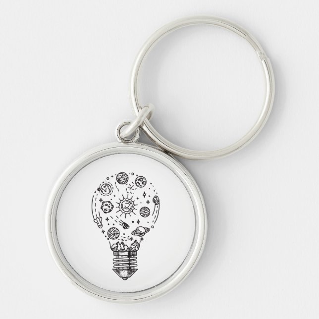 Doodle Solar System in Bulb Key Ring (Front)