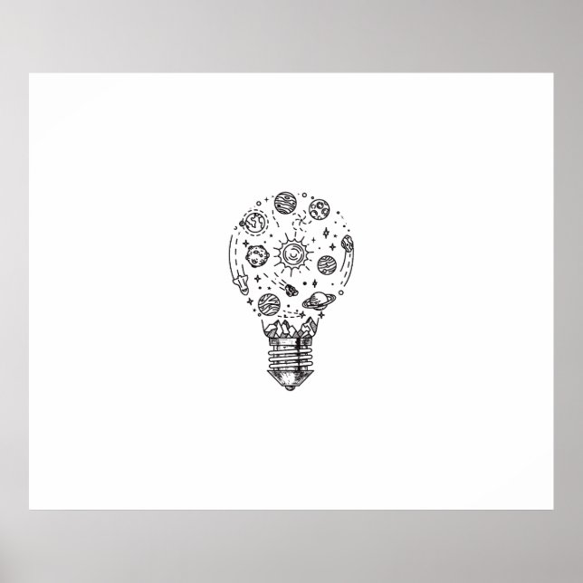 Doodle Solar System in Bulb Poster (Front)
