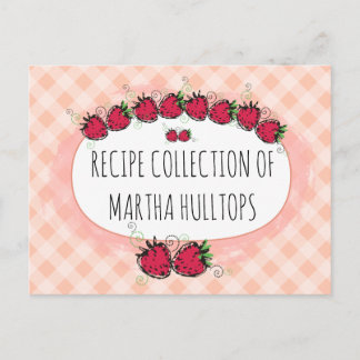 Doodle strawberries personalised recipe card