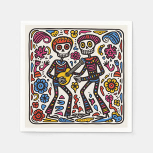 💀 Doodle style gay couple Día de Muertos Napkin