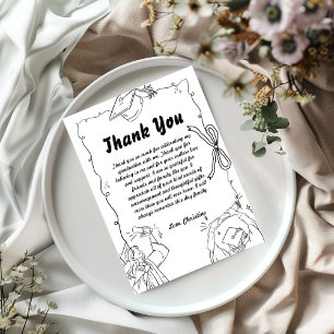 Doodle Style Hand Drawn Graduation Thank You card