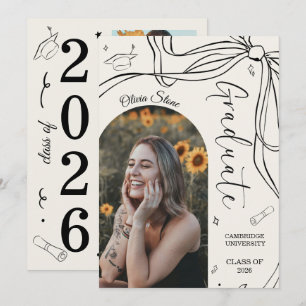 Doodle Style Senior Graduation Party Hand Drawn  Announcement