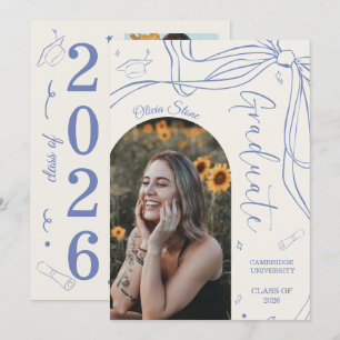 Doodle Style Senior Graduation Party Hand Drawn  Announcement