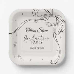 Doodle Style Senior Graduation Party Hand Drawn Paper Plate