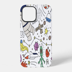 Doodle style, space theme illustration. iPhone 12 case