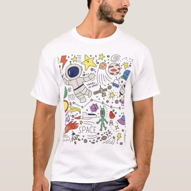 Doodle style, space theme illustration. T-Shirt (Front)