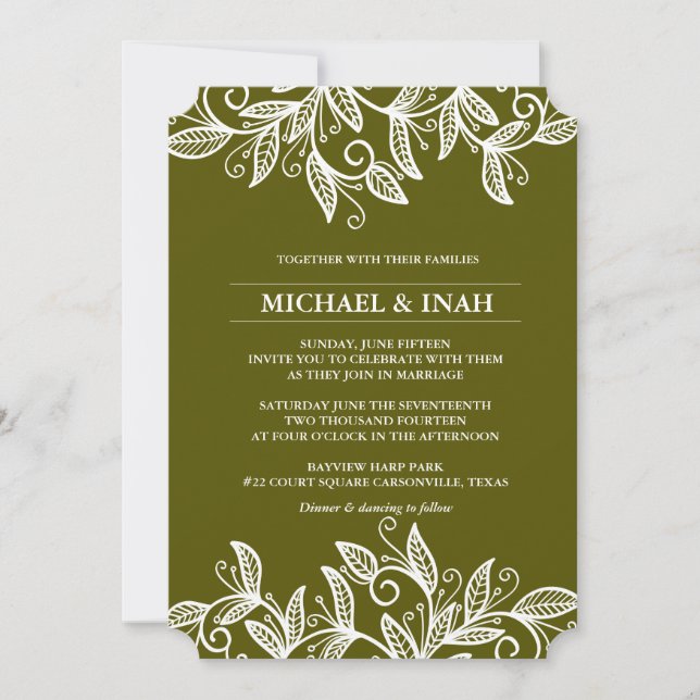 doodle swirl leaves invitation (Front)