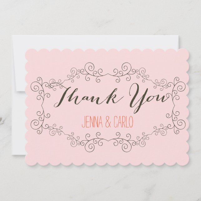 doodle swirl thank you card (Front)