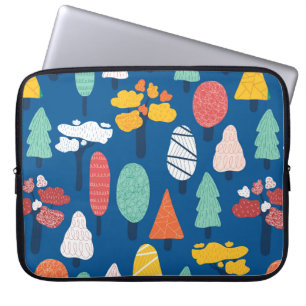 Doodle trees seamless vintage kids pattern. Repeat Laptop Sleeve