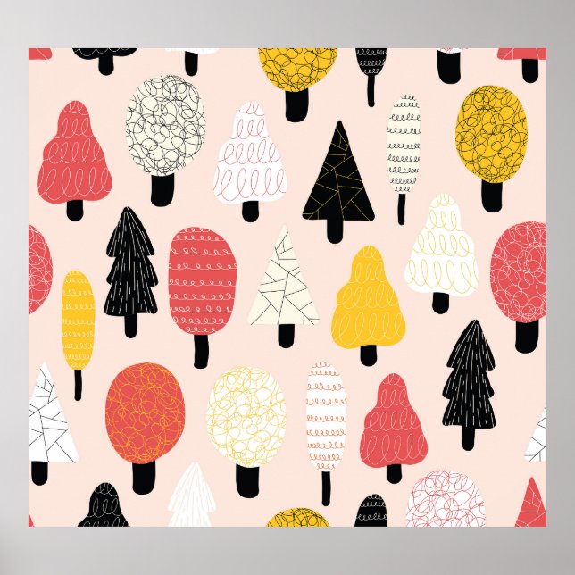 Doodle Trees: Vintage, Abstract Nature. Poster (Front)