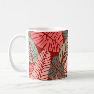 Doodle Tropical Leaves: Dark Hand-Drawn Coffee Mug
