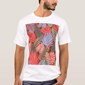 Doodle Tropical Leaves: Dark Hand-Drawn T-Shirt