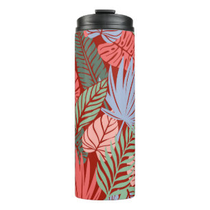 Doodle Tropical Leaves: Dark Hand-Drawn Thermal Tumbler