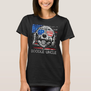 Doodle Uncle Vintage American Flag Dog  Fathers Da T-Shirt