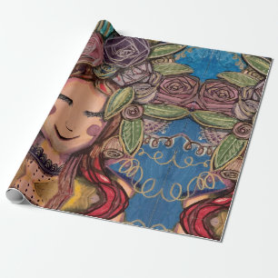 Doodle up cycle girl wrapping paper
