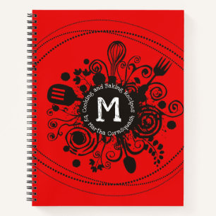 Doodle utensils personalised recipe cookbook notebook