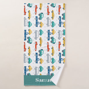 Doodle Vehicles Kids Personalised Name Towel